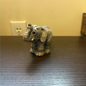 Small Gray Elephant Figurine - Decorative Resin Statue